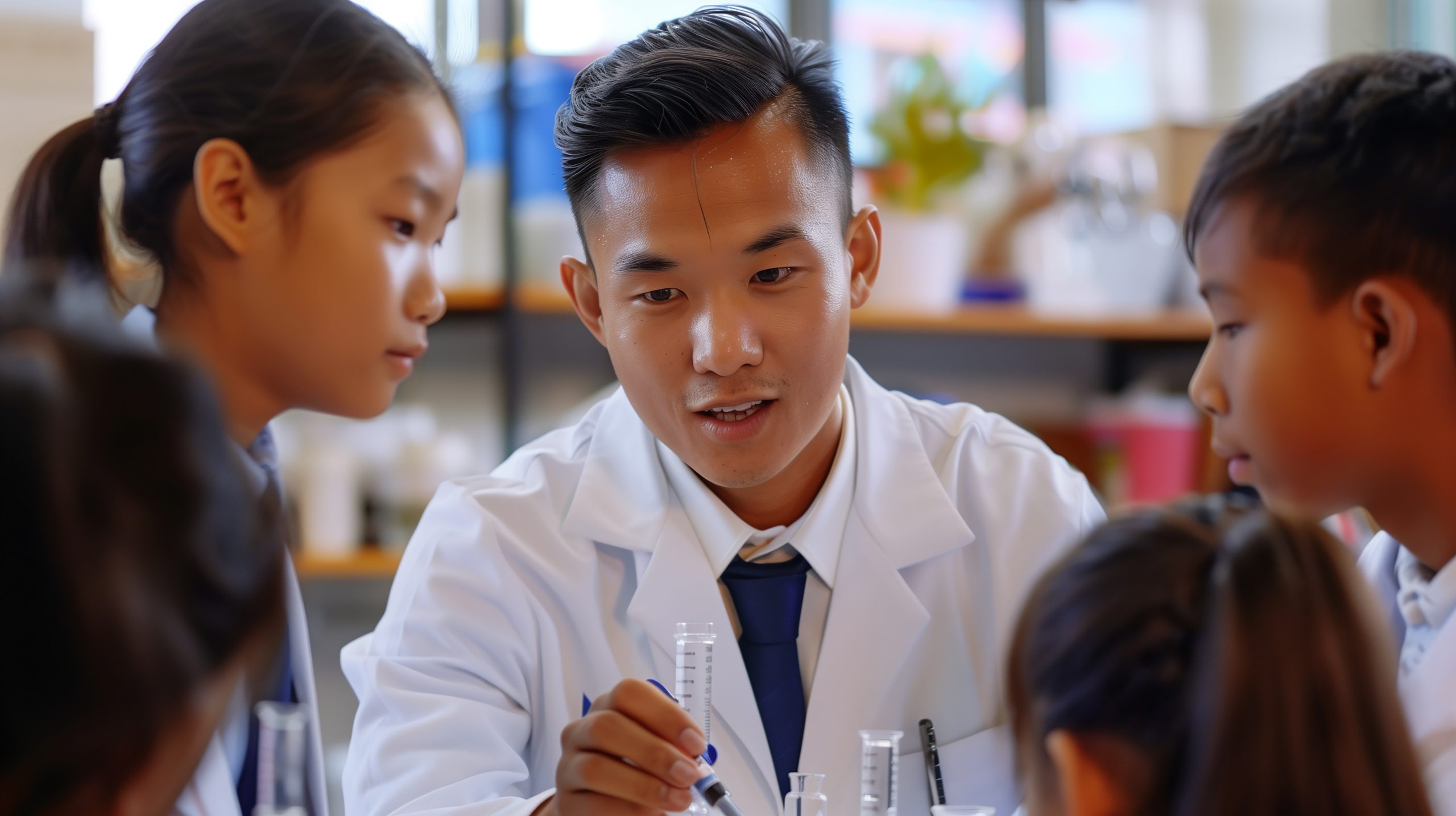 Teacher teaching Kids in an integrated programme school for DSA